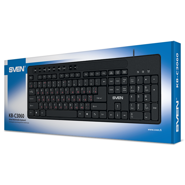 Клавиатура SVEN KB-C3060 USB, Black, 113кл. купить по самой низкой цене