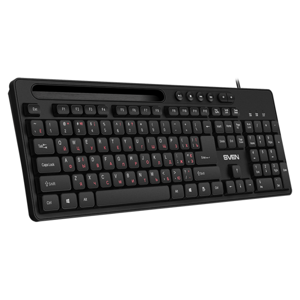 Клавиатура SVEN KB-S302 USB, Black, 110кл., подставка для смартфона купить по самой низкой цене