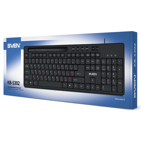 Клавиатура SVEN KB-S302 USB, Black, 110кл., подставка для смартфона купить по самой низкой цене