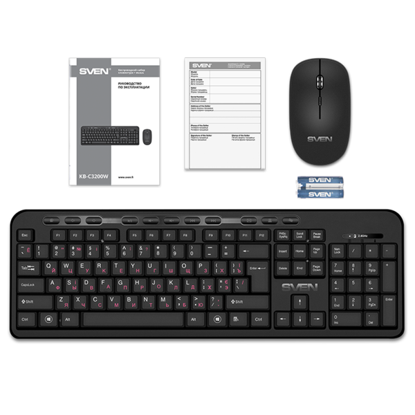 Клавиатура+мышь SVEN KB-C3200W беспроводная, USB, black купить по самой низкой цене