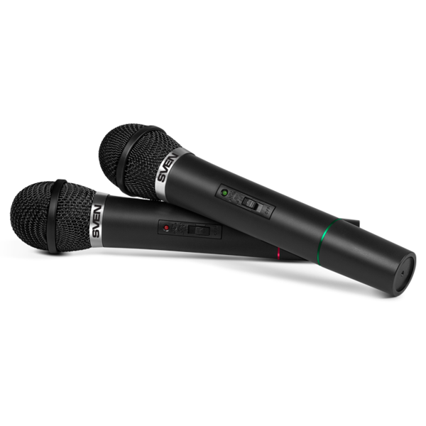 Микрофоны динамические (комплект из 2 шт. + ресивер) SVEN  MK-715 (беспроводные радио., 80-12000Гц) черные купить по самой низкой цене