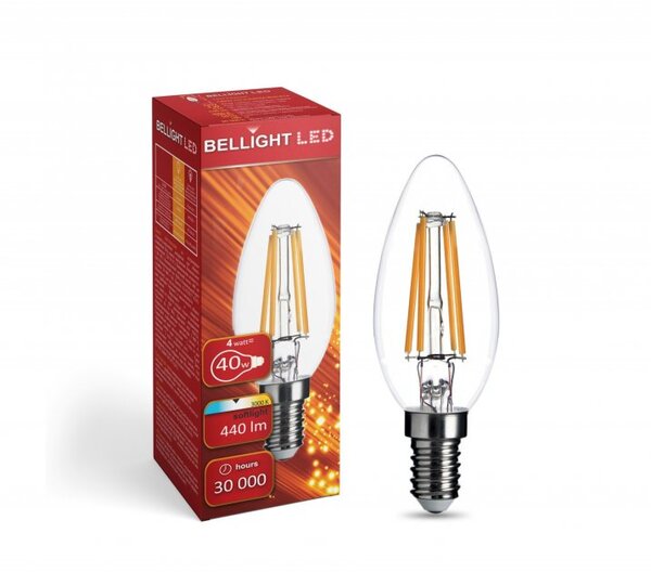 Лампа светодиодная BELLIGHT Filament C37 230V 4Вт E14 3000K  (4810053036927) купить по самой низкой цене