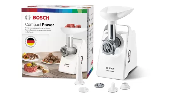 Мясорубка Bosch MFW3520W (1.9кг/мин, 500/1500Вт, 2*диска для фарша, насдки для колбас и кеббе) купить по самой низкой цене
