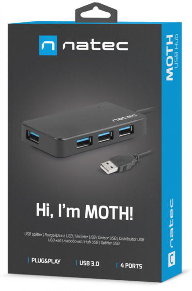 HUB NATEC SILKWORM (NHU-1343) 4-порта USB 3.0,  Black купить по самой низкой цене