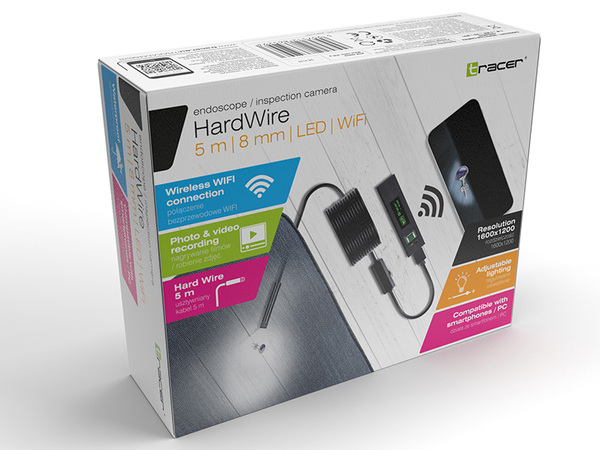 Видеокамера эндоскопическая Tracer (HardWire 5M 8MM LED WIFI) IP67, 1600x1200, длина зонда: 5м (TRAKAM46628) купить по самой низкой цене