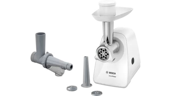 Мясорубка  Bosch MFW2515W (1.7кг/мин, 350Вт, 2*диска для фарша, насдки для колбас и кеббе, соковыжималка) купить по самой низкой цене