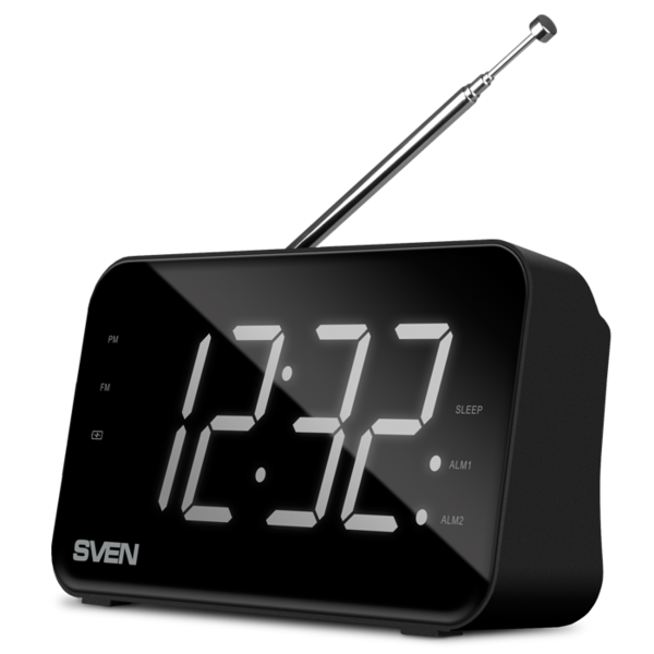 Радиоприемник SVEN SRP-100 Black (FM 87.5-108кГц, 2Вт, часы, будиль, 350-10000Гц, ак.Li-Ion 1200mAh/DC 5V/USB) купить по самой низкой цене