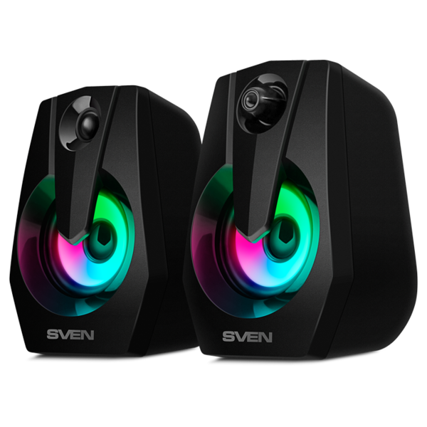 Акустика SVEN 370 2.0 (2x3W, USB/DC 5V, RGB-подсветка, 100-20000Гц) black купить по самой низкой цене