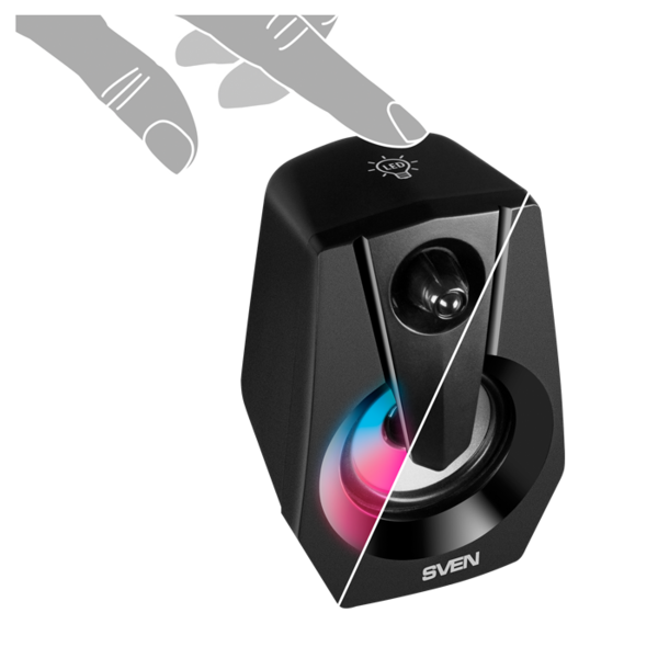 Акустика SVEN 370 2.0 (2x3W, USB/DC 5V, RGB-подсветка, 100-20000Гц) black купить по самой низкой цене
