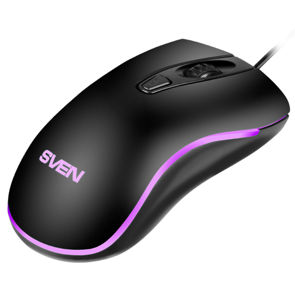 Мышь SVEN RX-530S, 3+1кн., 800/1000/1200dpi, USB, Black, динамическая подсветка купить по самой низкой цене