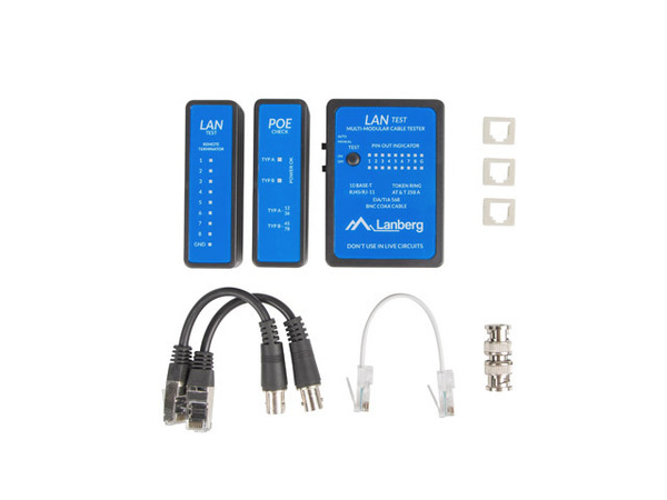 Тестер кабельный (LAN / PoE)  RJ-45 / RJ-11 / RJ-12 / BNC  LANBERG (NT-0404) купить по самой низкой цене
