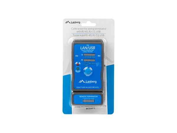 Тестер кабельный RJ-45 / RJ-11 / RJ-12 / USB  LANBERG (NT-0403) купить по самой низкой цене