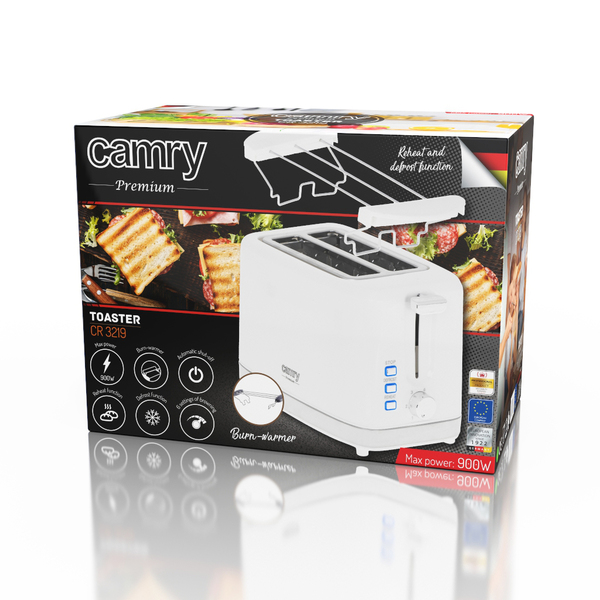 Тостер Camry CR 3219  (650W-750W (max 900Вт), на 2 тоста) купить по самой низкой цене
