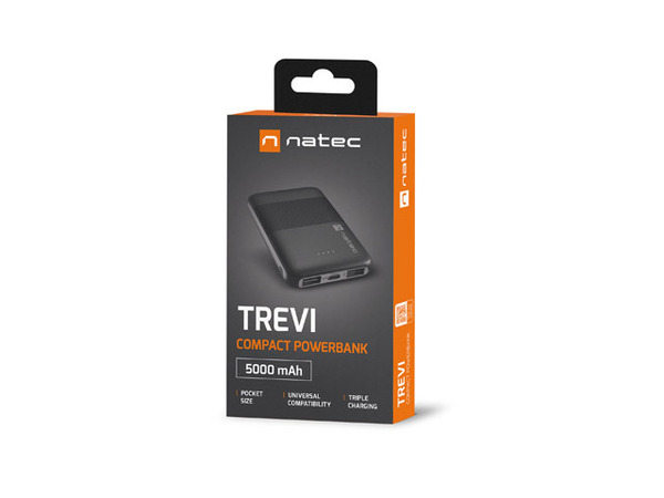 Power Bank Natec TREVI COMPACT (NPB-1940)  5000MAH 2X USB-A + 1X USB-C BLACK купить по самой низкой цене