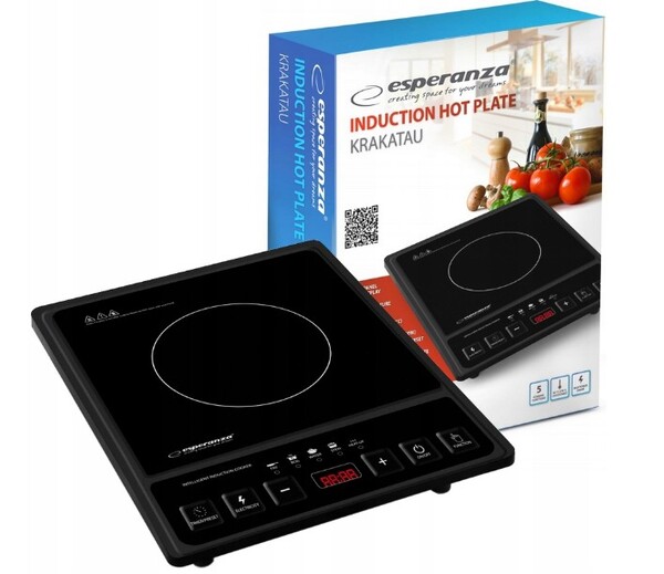 Плита электрическая индукционная настольная Esperanza Krakatau EKH011 (Black) 1 конф, 2000Вт, стеклокерамика купить по самой низкой цене