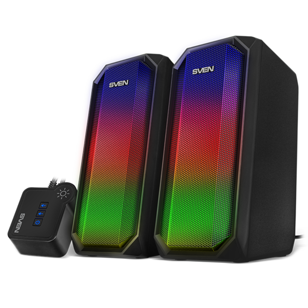 Акустика SVEN 420 2.0 (Bluetooth/проводное, 2x5W, питание USB/DC 5V, 80-20000Гц, RGB подсвека) black купить по самой низкой цене