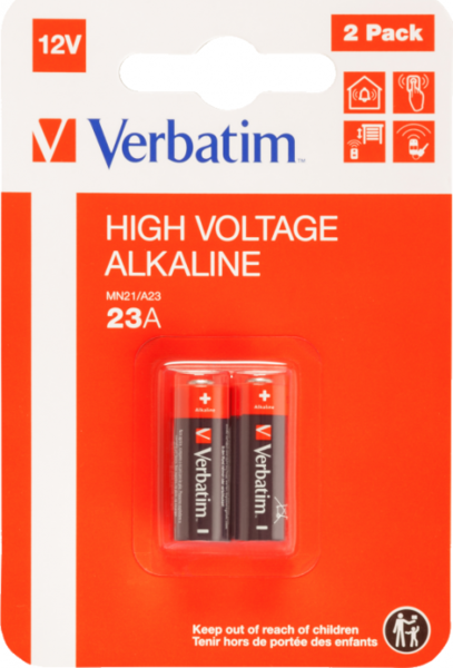Элемент питания 23A (MN21/A23) 12V  Verbatim Hi Voltage Alkaline (49940) 2шт/уп. купить по самой низкой цене