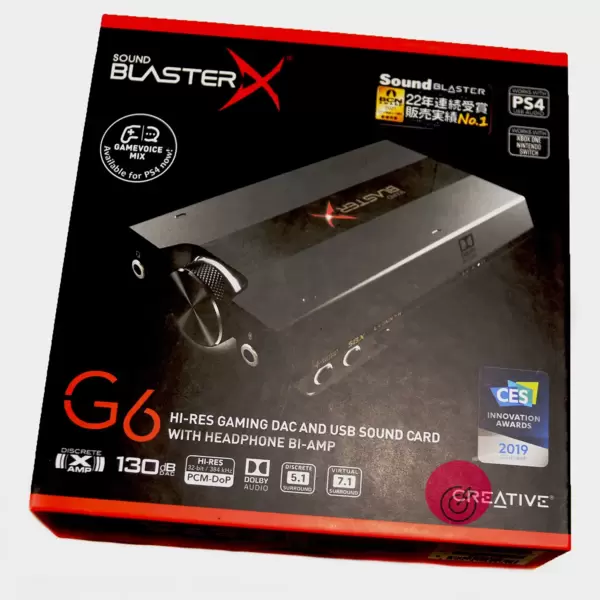Звуковая карта CREATIVE Sound Blaster X G6 (70SB177000000) External, 7.1, 32bit, 384kHz, встр.усилит.д/науш. купить по самой низкой цене
