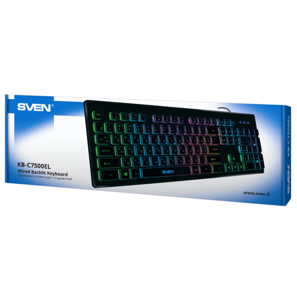 Клавиатура SVEN KB-C7500EL USB, black, RGB подсветка с регулир. яркости и дышащим режимом купить по самой низкой цене
