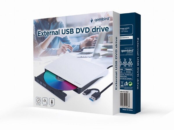 Привод-внешний DVD+-RW/CD-RW Gembird (DVD-USB-03) USB Type-C 3.1 Gen.1, DL  EXTERNAL купить по самой низкой цене