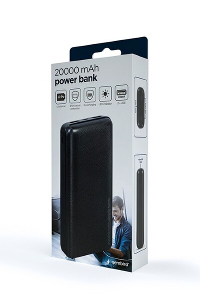 Power Bank GEMBIRD PB20-02 (Li-Po, 20000мАч, BLACK) купить по самой низкой цене