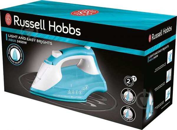 Утюг Russell Hobbs Light & Easy 26482-56 Blue (2400Вт, вертикаль.отпариван, подошва керамическая) купить по самой низкой цене