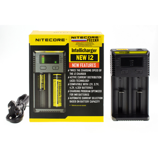 Зарядное устройство NITECORE NEW i2 для 2 ак. AA/AAA, Ni-Cd, Ni-MH, Li-ion, IMR, LiFePO4, LED-дисплей купить по самой низкой цене