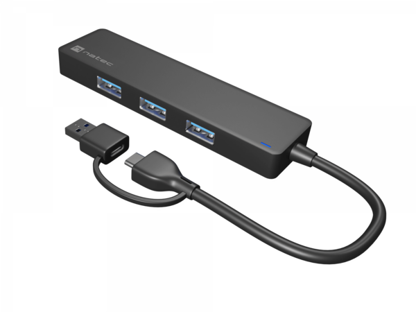 HUB NATEC MAYFLY (NHU-2023) 4-порта USB 3.0 Type-A,  подключение по  USB-C / USB-A, Black купить по самой низкой цене