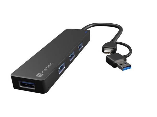 HUB NATEC MAYFLY (NHU-2023) 4-порта USB 3.0 Type-A,  подключение по  USB-C / USB-A, Black купить по самой низкой цене