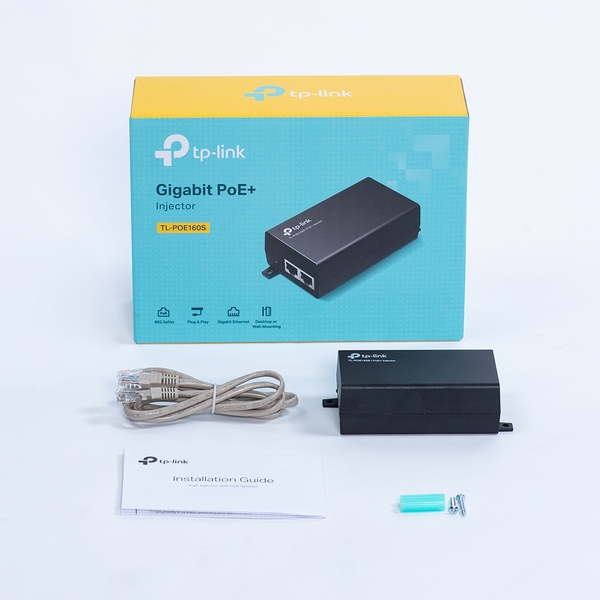 Инжектор PoE TP-Link (TL-POE160S) IEEE 802.3at, 1 порт RJ45 10/100/1000 Мбит/с, макс. 30W купить по самой низкой цене