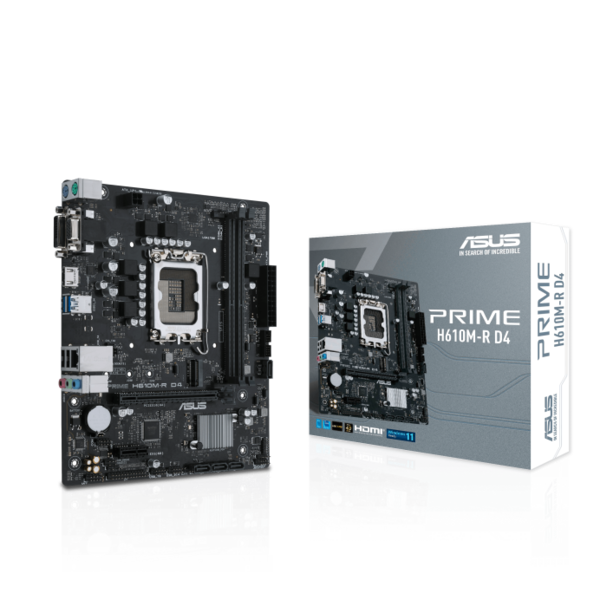 M/B LGA1700: ASUS PRIME H610M-R D4-SI (2*DDR4 max 3200МГц, 1*PCIEx16+1*PCIEx1, DVI/HDMI/D-SUB, M.2, GLan) купить по самой низкой цене