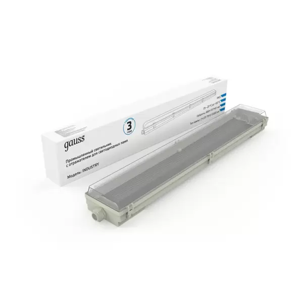Светильник линейный под LED лампу, GAUSS СПП-Т8-G13 INDUSTRY (909410260) 660*107*61мм, IP65, 2х600мм купить по самой низкой цене