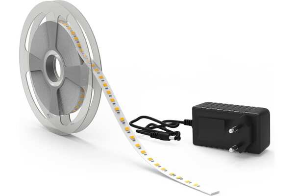 Лента светодиодная Gauss Basic (BT085) LED 2835/120 12V 14,4W/m 1400lm/m 3000K 8mm IP20 5m + БП купить по самой низкой цене