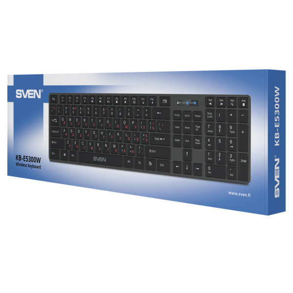 Клавиатура SVEN KB-E5300W USB, беспроводная, Black, 109кл. купить по самой низкой цене