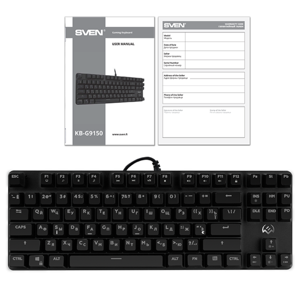Клавиатура SVEN KB-G9150 игровая, USB, black, RGB подсветка с регулир. яркости, металлическая панель купить по самой низкой цене