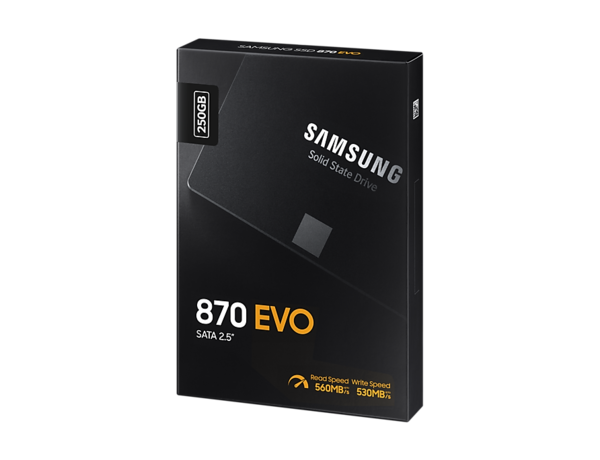SSD 250Гб, SATA3, Samsung 870 EVO, 2.5" (MZ-77E250B/EU) 3D TLC NAND, W/R 560/530МБ/с купить по самой низкой цене