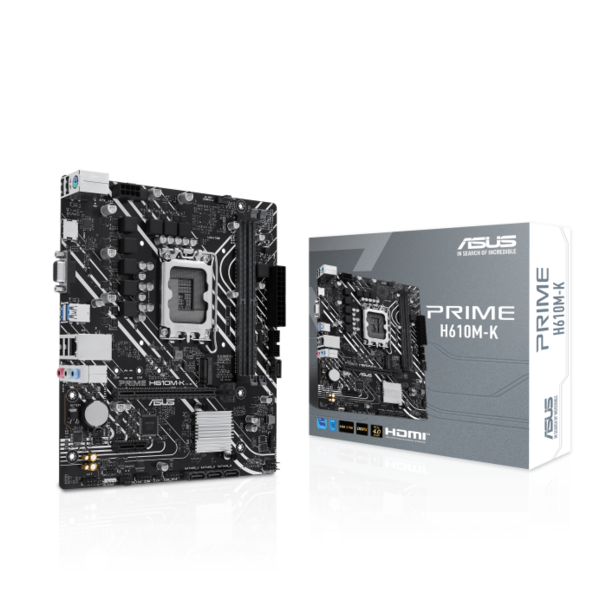 M/B LGA1700: ASUS PRIME H610M-K (2*DDR5 5600MT/s, 1*PCIEx16+1*PCIEx1, HDMI/D-SUB, M.2, GLan) купить по самой низкой цене