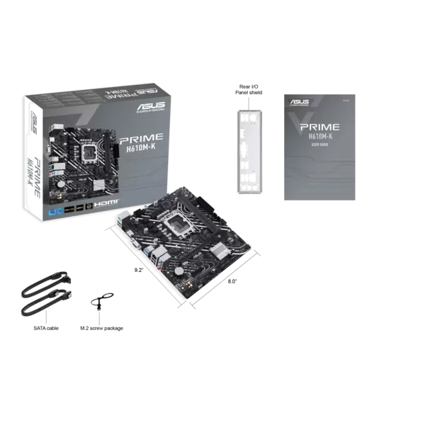 M/B LGA1700: ASUS PRIME H610M-K (2*DDR5 5600MT/s, 1*PCIEx16+1*PCIEx1, HDMI/D-SUB, M.2, GLan) купить по самой низкой цене