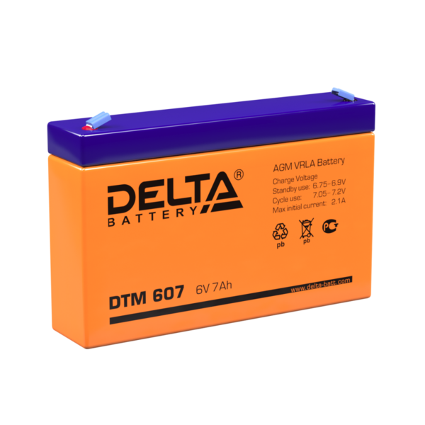 Батарея аккумуляторная DELTA серии DTM (DTM 607) 6V, 7Ah, VRLA cвинцово-кислотный, AGM, клеммы Faston 4.8мм купить по самой низкой цене
