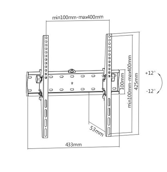 Крепление для LCD настен. (WM-55T-02) 32”-55” наклон +12° ~ -12°,  до 40кг, VESA 200*200 - 400*400mm купить по самой низкой цене