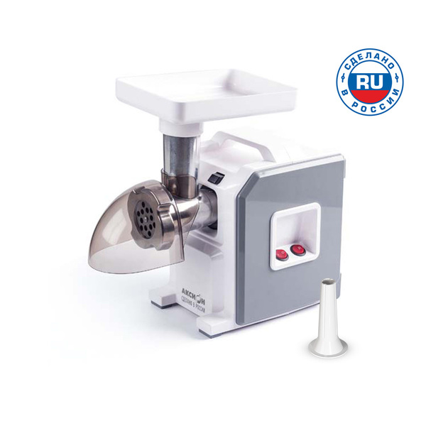 Мясорубка АКСИОН М43.01 (2кг/мин, max 1900Вт, nom 250Вт, 3 диска для фарша, 1 насадок, реверс) белый/серый купить по самой низкой цене