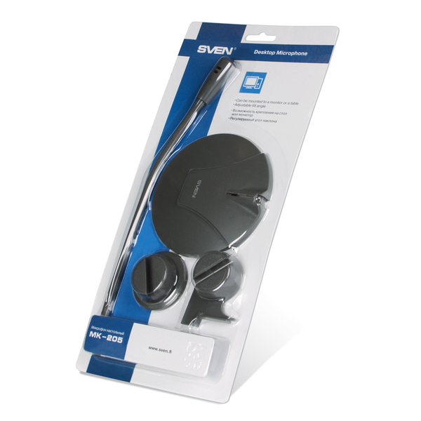 Микрофон SVEN MK-205 (1.8м.,подставка, серый, 50-16000Гц, чувств. -60±3дБ, мини-джек 3.5мм (3 pin)) купить по самой низкой цене