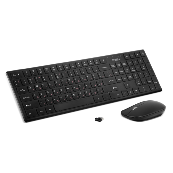 Клавиатура+мышь SVEN KB-C2550W беспроводные, контакты клавиш - ножничные, USB, 2+1кл/1000dpi Black купить по самой низкой цене