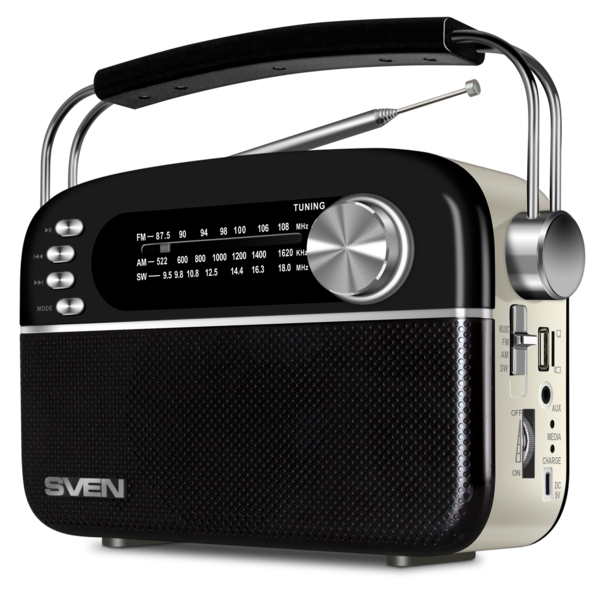Радиоприемник SVEN SRP-505 Black (FM/AM/SW, USB/mSD, Bluetooth, 4Вт, 100-12000Гц, аккум 1200mAh/USB DC 5V) купить по самой низкой цене