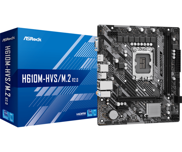 M/B S-1700: ASROCK H610M-HVS/M.2 R2.0 (2DDR4 3200MHz, 1*PCIEx16+1*PCIEx1, M.2, HDMI/DSub, GLan, mATX) купить по самой низкой цене
