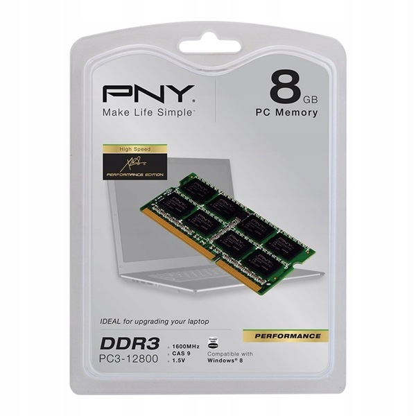 SODIMM DDR3 8Gb 1600MHZ PNY (SOD8GBN12800/3L-SB) PC3-12800, 1.35V, CL11 купить по самой низкой цене