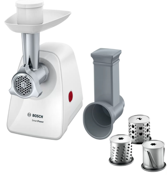 Мясорубка  Bosch MMWP2004 (1.7кг/мин, 350Вт, диска для фарша 3.8mm, 3 насдки для шинковки) купить по самой низкой цене