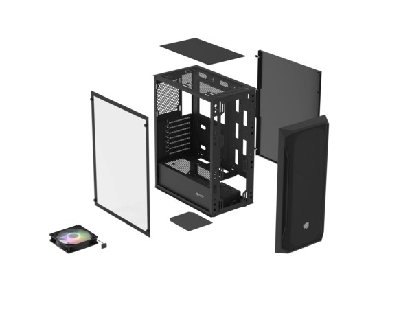 Корпус MidiTower ATX FURY SHOBO SH4 RGB, BLACK, без БП (NFO-2153) купить по самой низкой цене
