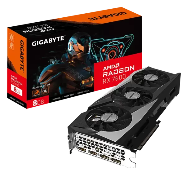 Видеокарта PCI-E 4.0 8Gb GDDR6 GIGABYTE RX 7600 Gaming OC 8G (GV-R76GAMING OC-8GD) 128b, 2*HDMI/2*DP купить по самой низкой цене