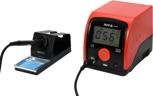 Паяльная станция (с конт. паяльником) YATO YT-82456 (220В, 75Вт, плавная регулировка 200-480°C, подставка) купить по самой низкой цене